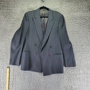 Christian Dior Jacket Mens 42L Gray Monsieur Pinstripe Double Breasted Wool